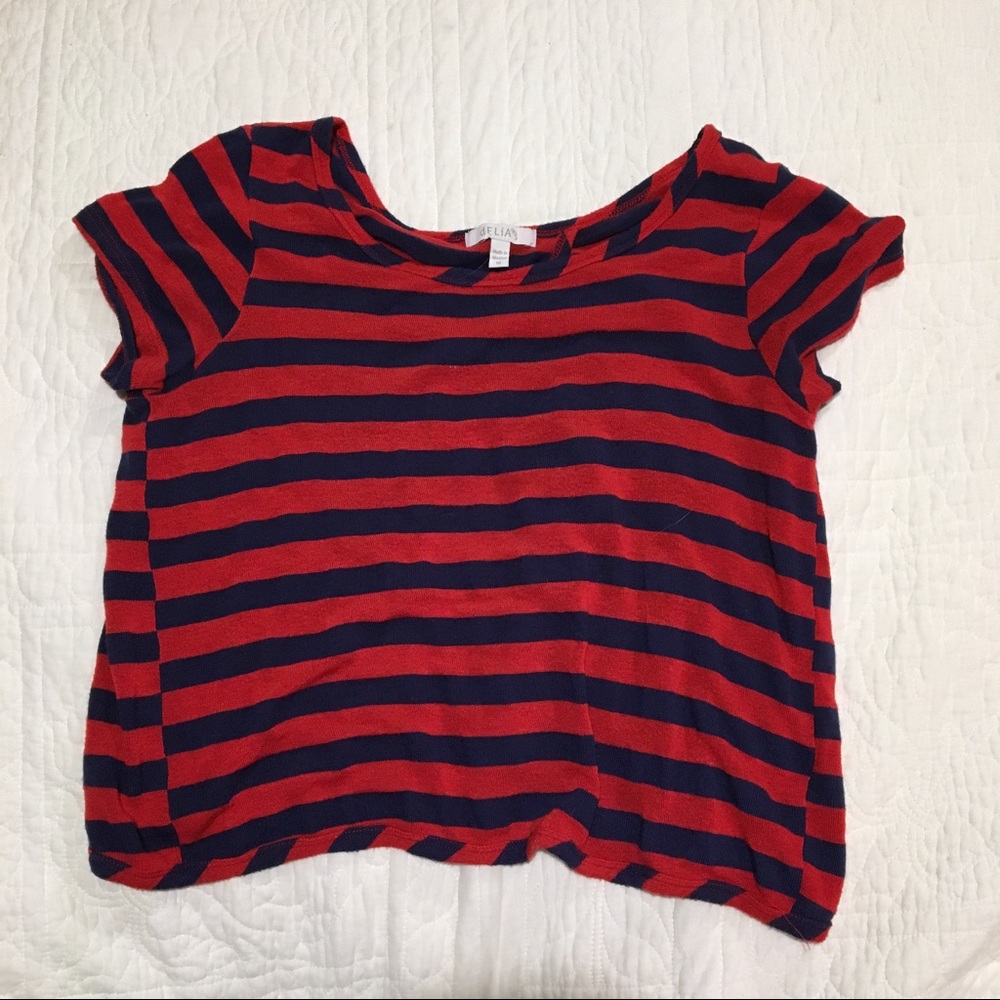 Red and navy striped shirt